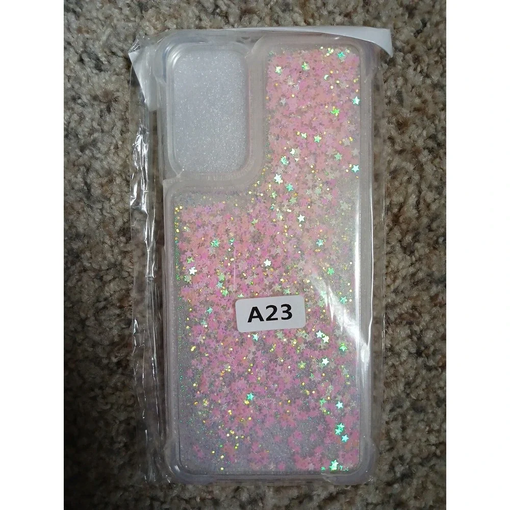 Starlight Pink Liquid Glitter Shockproof Phone Case For Samsung Galaxy A23 Bling